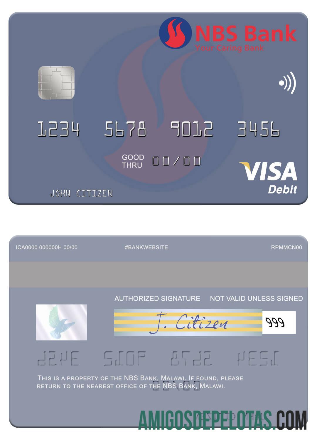 Malawi NBS Bank Visa Debit Card download for verification